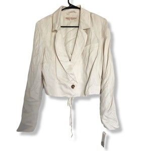 Free People Size L Got Your Back Blazer White Tie Back NWT